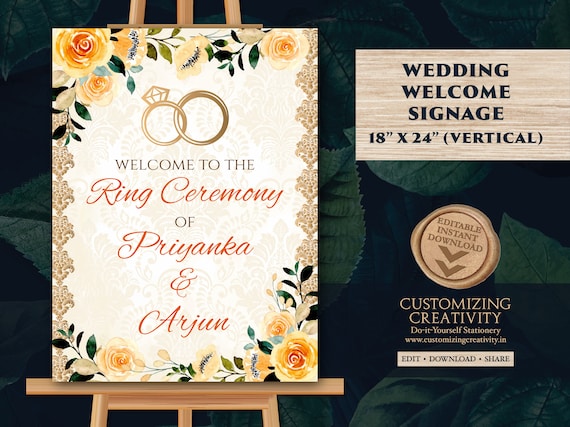 Golden wedding rings with rose flowers and leaves for invitation design.  Romantic marriage ceremony symbol with beautiful florals. Stock  Illustration | Adobe Stock