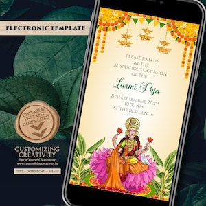Laxmi Puja invite Varamahalakshmi Vratham Invitation, Digital Laxmi Pooja Invitation & Lakshmi Puja Invite, Digital Varalaxmi Pooja Invite