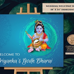 Hindu Baby shower sign as Indian Baby shower welcome sign, Godh Bharai welcome sign & Godh Bharat signs, Indian Baby shower welcome decor