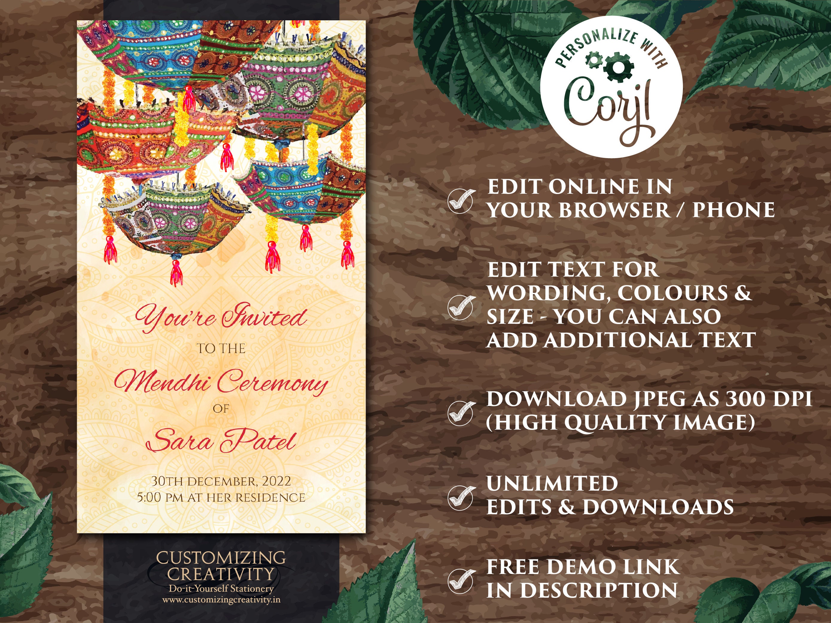 Mehndi invitations Mendhi invites as Henna Party invites Etsy