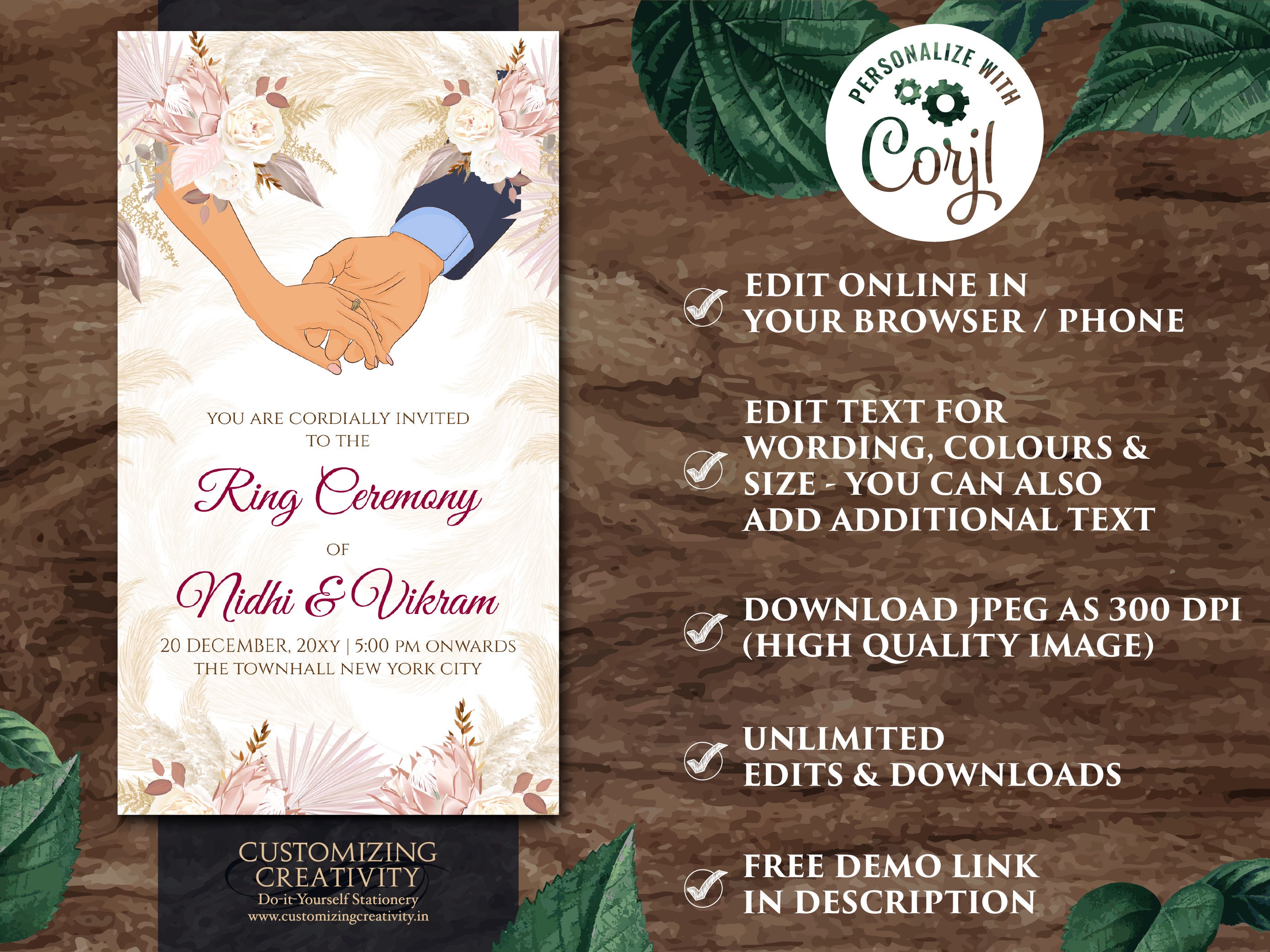Buy EDITABLE Engagement Invitation Template Engagement Card Instant  Download Printable Digital Invite Engagement Party Indian Digital Invite  Online in India - Etsy