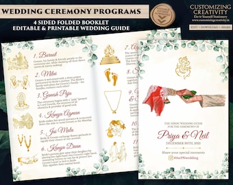 Hindu Wedding Program Template: Gujarati Ceremony Guide (Digital Download)