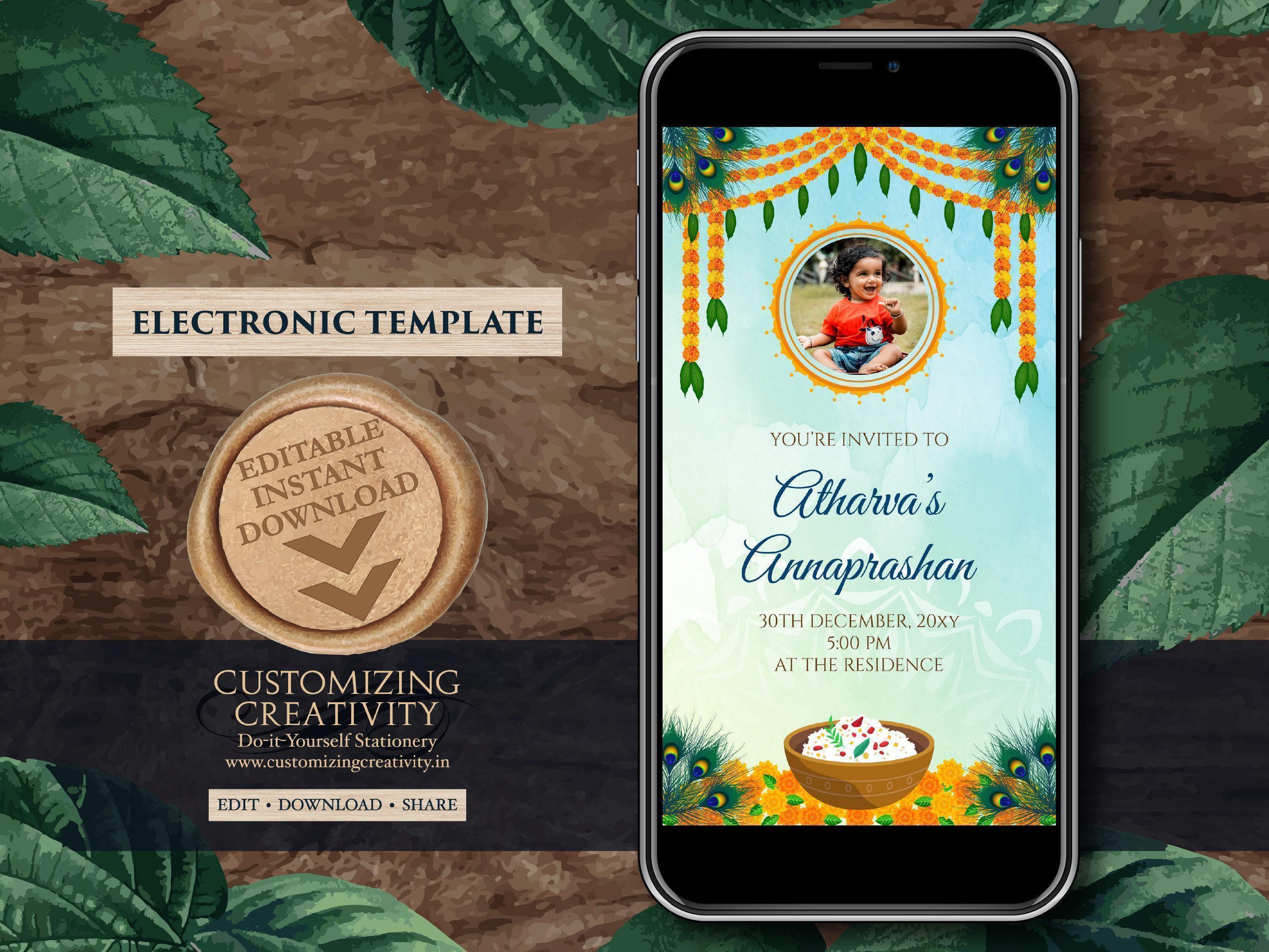 Annaprashan Invitation Template: First Rice Feeding Ceremony (digital ...