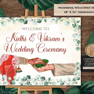 Gujarati Wedding signs as Hindu Wedding sign, Gujarati Welcome signs as Indian Wedding decor, Hindu Phera Welcome Signs & Desi Wedding signs