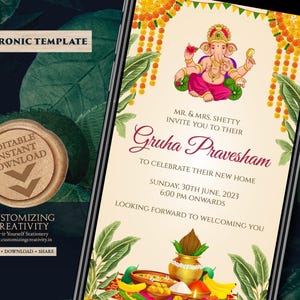 Indian Housewarming Invitation: Gruhapravesham Pooja Invite (Digital)