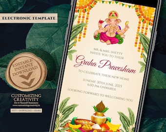 Indian Housewarming Invitation: Gruhapravesham Pooja Invite (Digital)