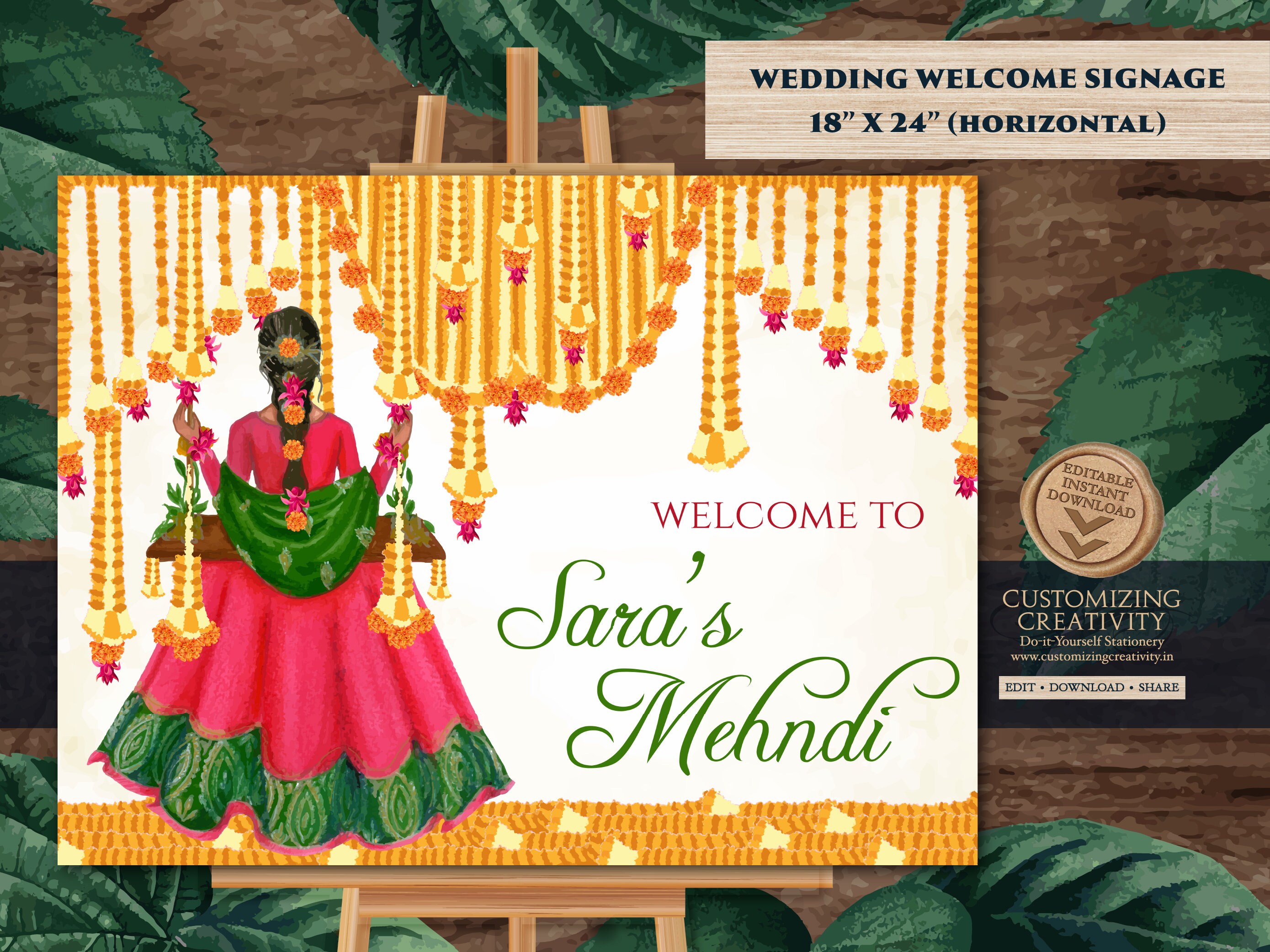 Signes Mehndi Comme Panneaux De Bienvenue Mehndi, Affiche Mehndi.