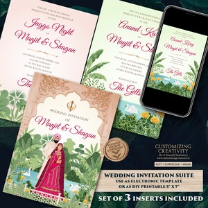 Punjabi wedding invitation Sikh wedding card, Punjabi Wedding card & Sikh Wedding invitation, Indian wedding cards as Anand Karaj invitation