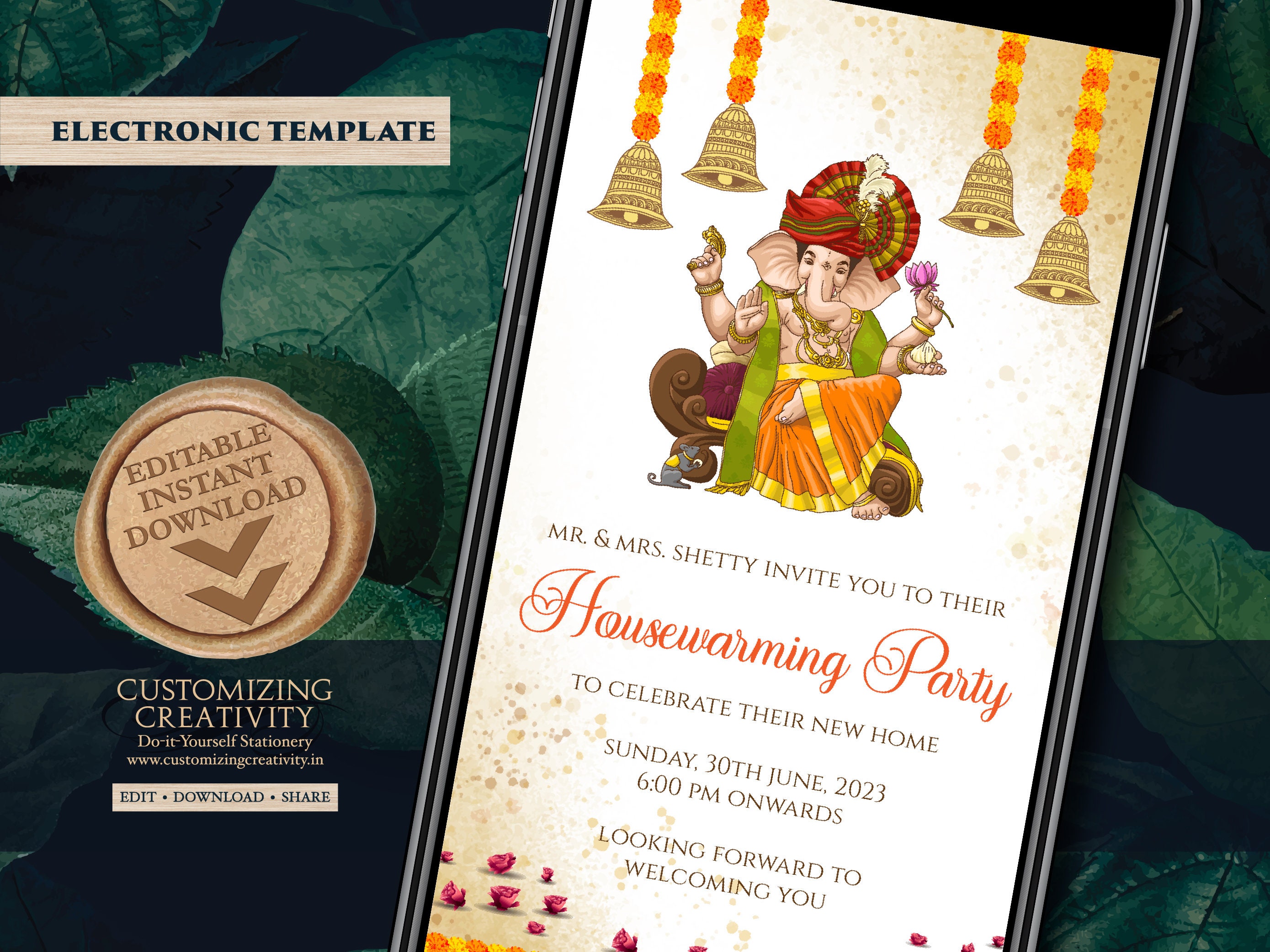 Ganesha Invitations as Indian Housewarming Invites as Ganesha - Etsy Denmark