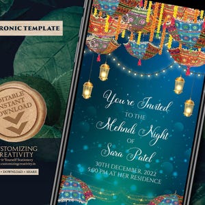 Digital Mehndi Invitation: Henna Party Dholki Invites (Digital Download)