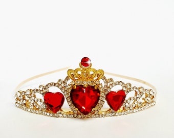 SALE !!!! Red Heart Crown Evie Descendants 3 Crown, Disney Descendants 3 Tiara ,Evie costume,Evie Gold Tiara Red Heart Crown Descendants