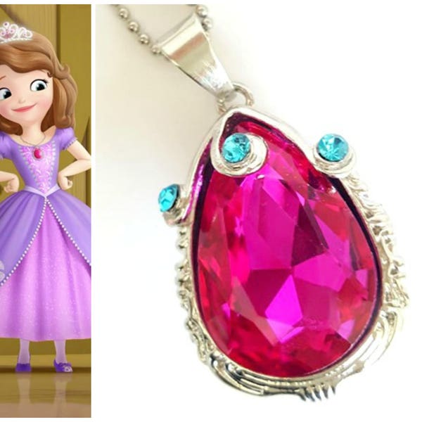 PRINCESS SOFIA Amulet, Sofia The First Amulet, Pink Amulet, Princess Sofia Crystal Amulet, Princess Sofia Necklace, Princess Sofia Charm