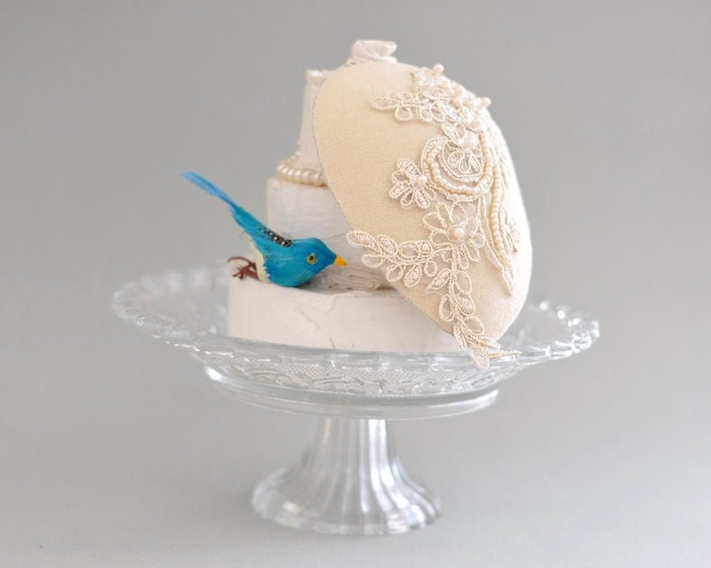 Teardrop Ivory Wedding Hat Cocktail Hat Pearl beaded lace Embellishment Bridal Hair accessories,Wedding bridal Fascinator,wedding headpiece