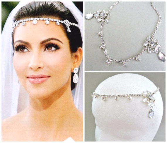 Sale Kim Kardashian Inspired Crystal Bridal Headpiecewedding Etsy