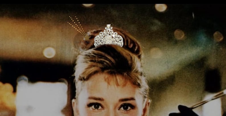 AUDREY HEPBURN Tiara Crown, Audrey Hepburn Headpiece Breakfast at Tiffany's ,Audrey Hepburn Costume Cosplay, Celebrity Bridal Headpiece immagine 2