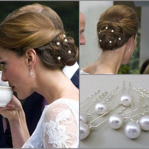 Set Of 10 Kate Middleton Bridal Pearl Hairpins,wedding Pearl Hair Pins,Bridal Hairpins,Wedding Hairpin,Pearls Bobby Pins,Celebrity Style