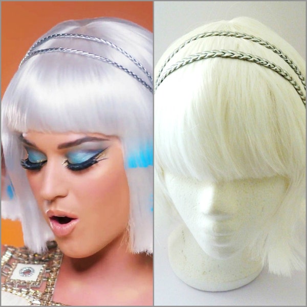 KATY PERRY Inspired Dark Horse Headband ,Braid Silver Headband, Silver Prom headband, Celebrity Style