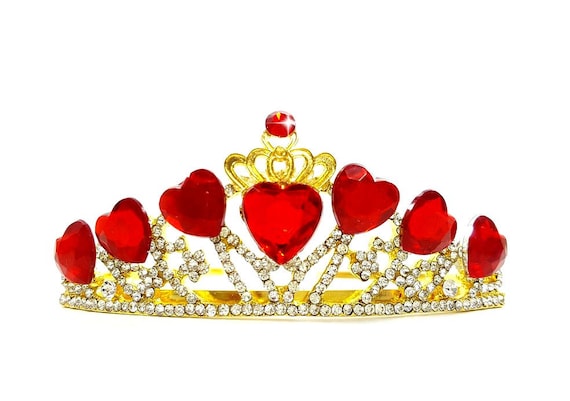 Diadème Princesse Evie Descendants – Couronne Avec Cœur Rouge Et Strass | Accessoire Pour Fête, Cosplay Et Halloween