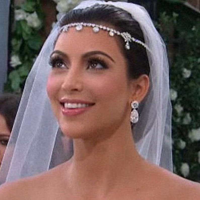 SALE Kim Kardashian inspired Crystal Bridal Headpiece,wedding Bridal headband,Bridal tiara,bridal Forehead Headband Hair Jewelry image 2