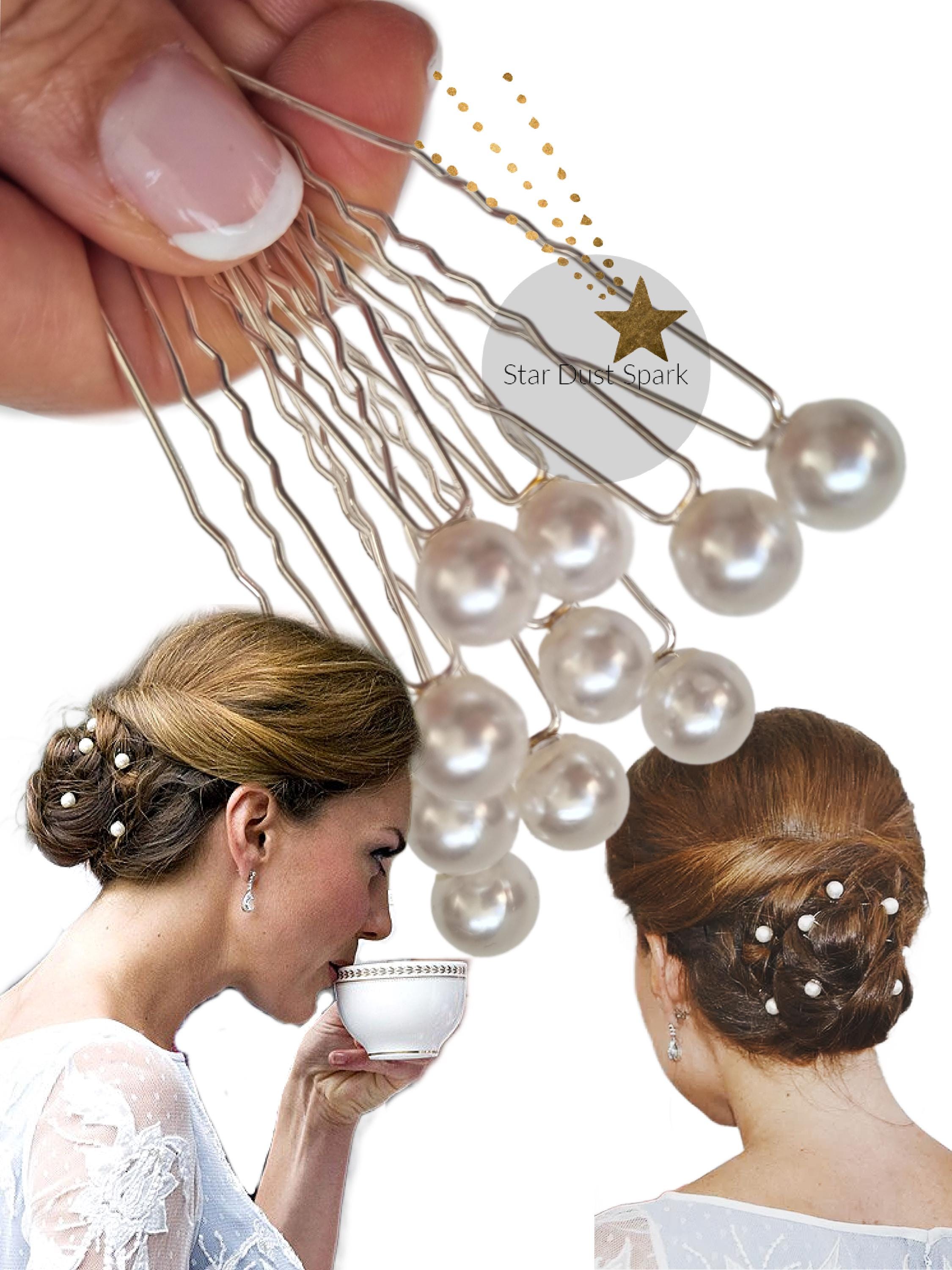 Set of 10 Kate Middleton Bridal Pearl Hairpins, Wedding 