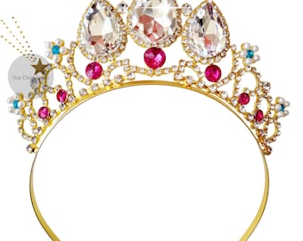 Didder Tiara & Krone – Gold-rosa, Mit Strass, Verstellbar, Für Braut, Abschlussball, Geburtstag & Halloween