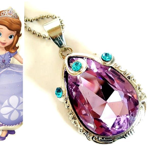 PRINCESS SOFIA Amulet ,Sofia The First Amulet,  Purple Amulet, Princess Sofia Crystal Amulet, Princess Sofia Necklace , Princess Sofia Charm