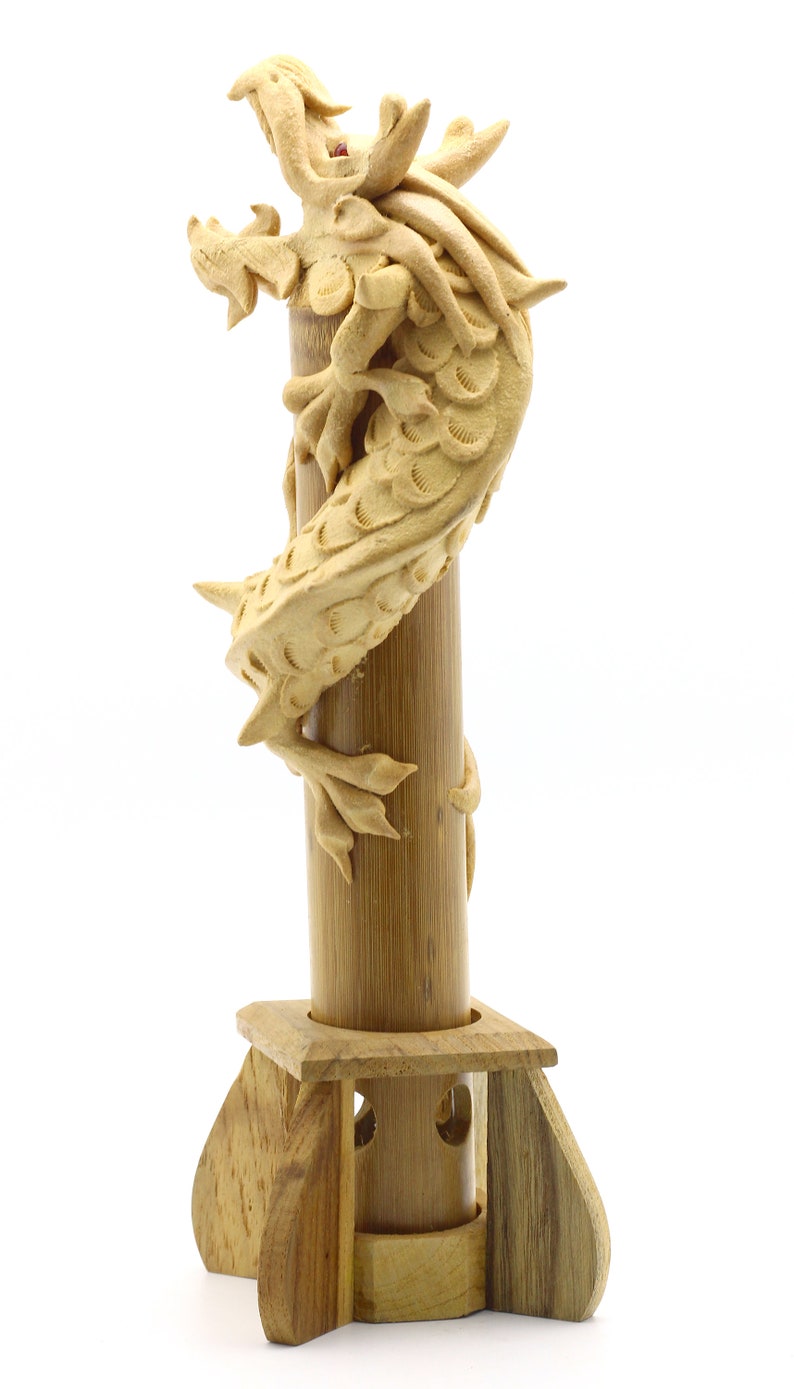 Dragon Sculpture Paint Your Own Dragon Art Incense Holder Bamboo Statue with Free 25gm Incense Sticks