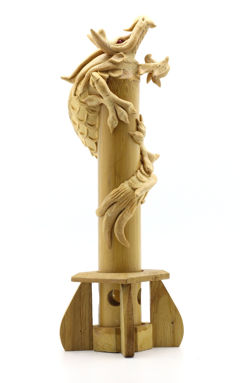 Dragon Sculpture Paint Your Own Dragon Art Incense Holder Bamboo Statue with Free 25gm Incense Sticks