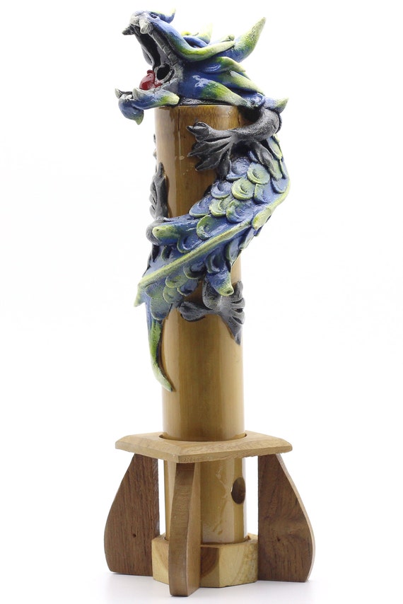 Smoking Dragon Incense Holder Gold Dragon Statue Bamboo Burner and Free