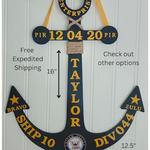 Navy Boot Camp Graduation Gift – Personalized Anchor – Sailor PIR Decor