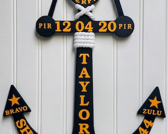 Personalized Navy Graduation Anchor Keepsake, Custom Sailor Gift