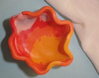Sunrise, Sunset: Jesmonite Decorative Bowl // handmade homeware, organic ripple wavy shape, trinket tray, original design
