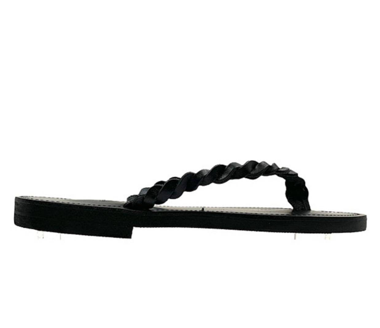 tan braided flip flops