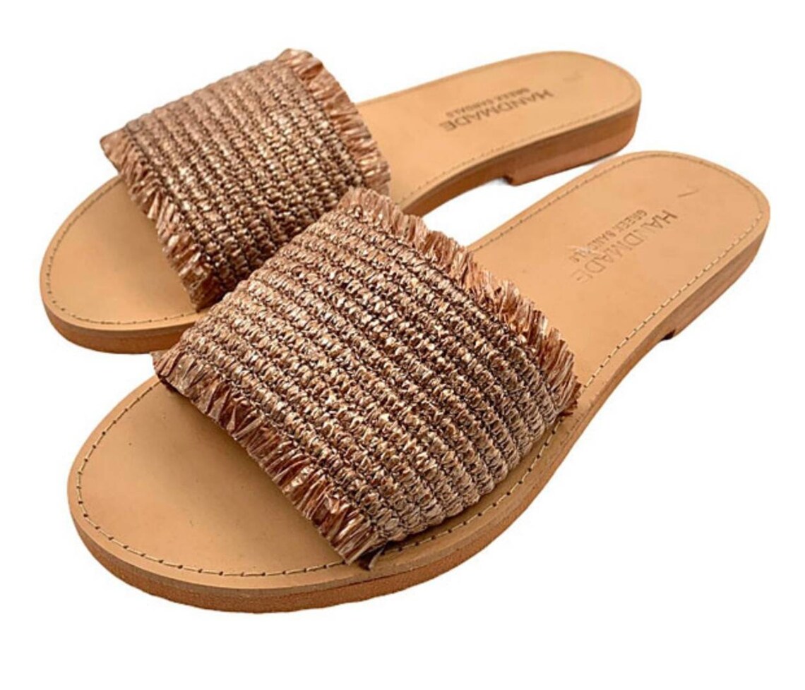 flat raffia sandals