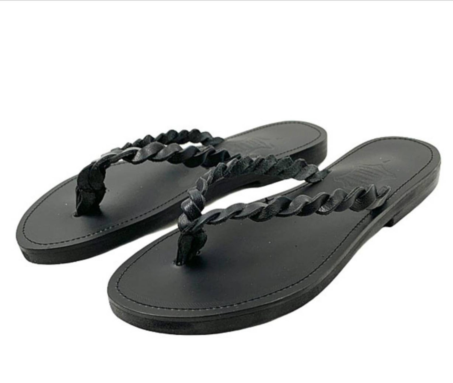 tan braided flip flops