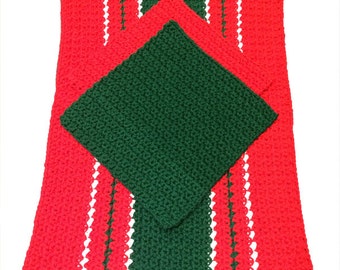 Christmas Colors (Red/Green) Crochet Dish Towel & Dishcloths, Sold as Set or Individually, Kitchen Towel, Dishcloths