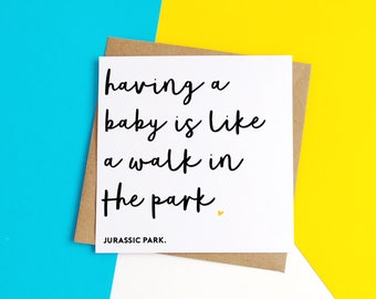 Jurassic Park Baby Card, Funny New Baby Card, Card for baby, New Arrival Card, Baby Shower Card, New Mum Card, New Parents Card