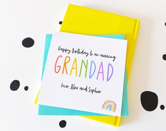 Personalised Grandad Rainbow Birthday Card, Card for Grampa, Card from Grandchild, Card from Granddaughter, Awesome Grandad Card