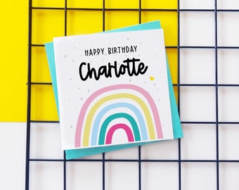 Personalised Rainbow Name Card, Personalised Birthday Card, 1st Birthday Card, Rainbow Card, Card for Friend, Card for Child
