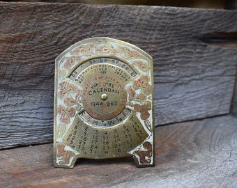 Vintage Perpetual Calendar, Metal Calendar, 40s Metal Calendar