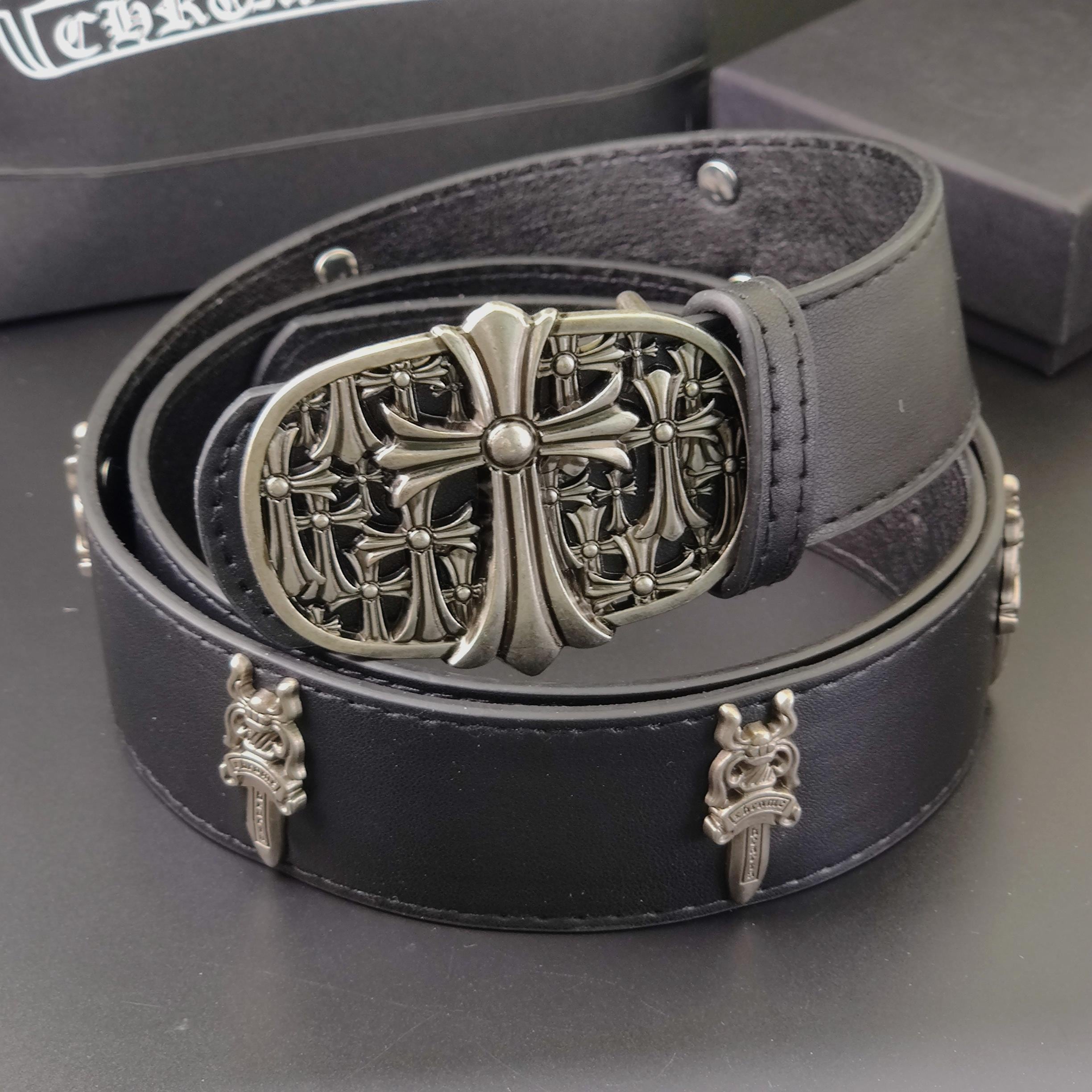 Chrome Hearts Leather Belt - Etsy Chrome Hearts Leather Belt - Etsy