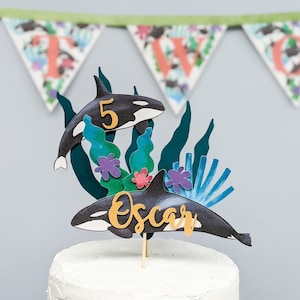 Custom Orca Whale Cake Topper | Under The Sea Theme Cake Topper | Killer Whale Birthday Party Decor