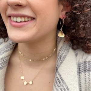 Asymmetrical Heart Hoop Earrings in Solid Gold or Silver Metal Options, Love Earrings, Dangle Hoop Earrings, Dainty Hoops