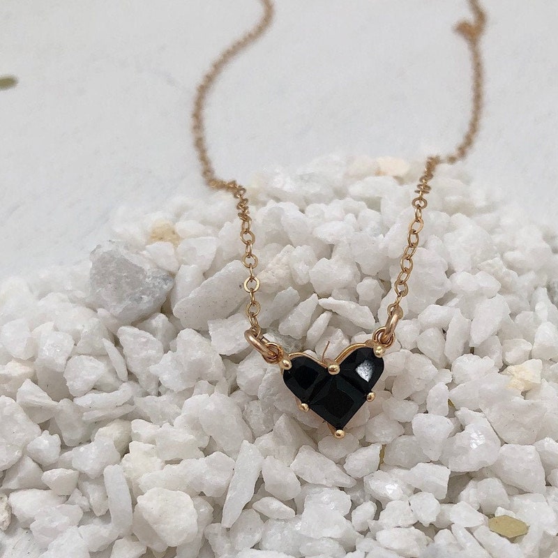 18K Black Heart Necklace main image 1