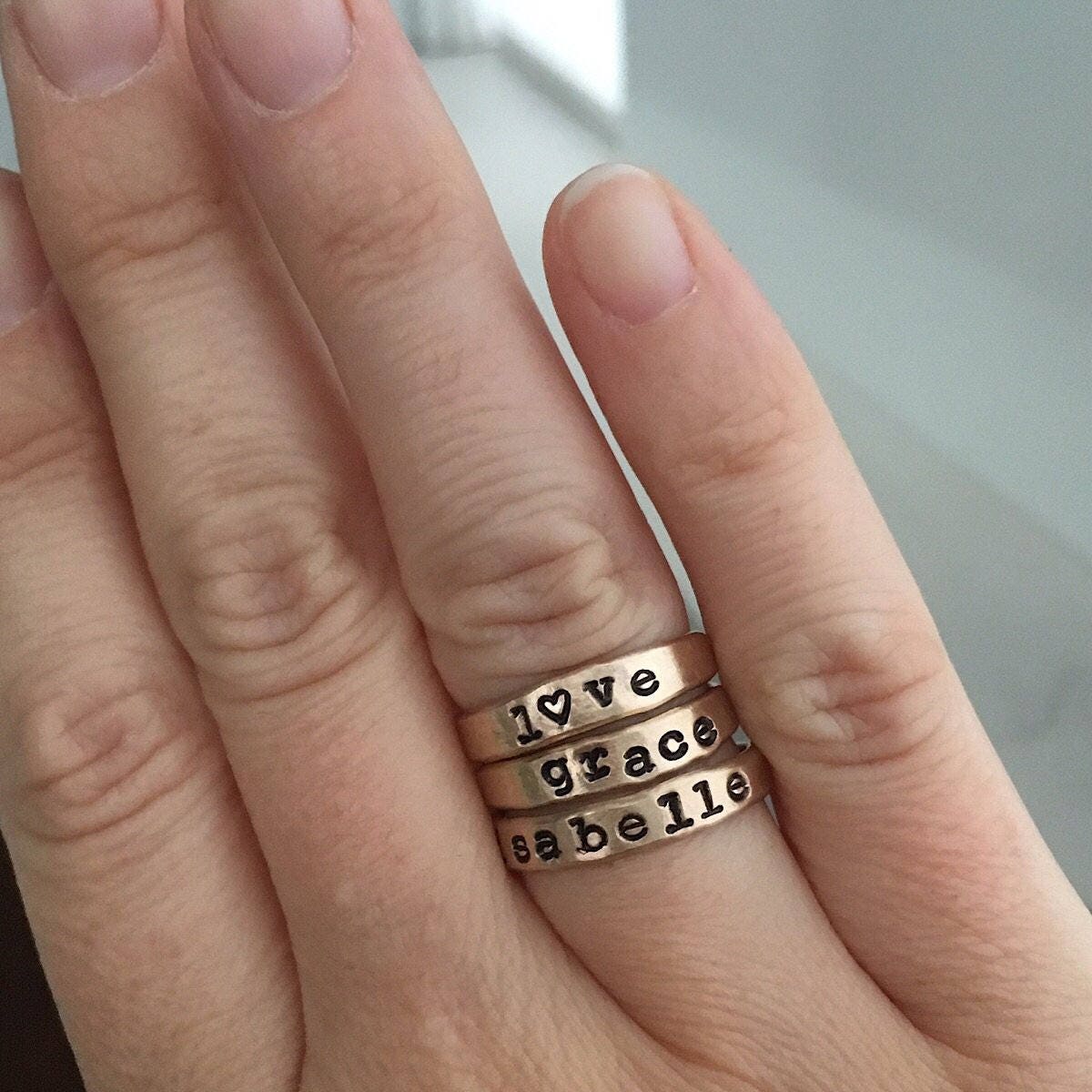 Stacking Ring. Personalized Ring. Stamped Ring. Name Ring. - Etsy