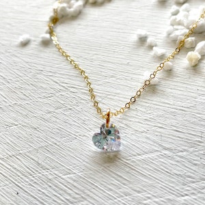 Crystal Heart Pinprick Necklace. Crystal Heart Pendant. Crystal Heart Jewelry. Layering Necklace. Heart Jewelry. Clear Crystal Heart.