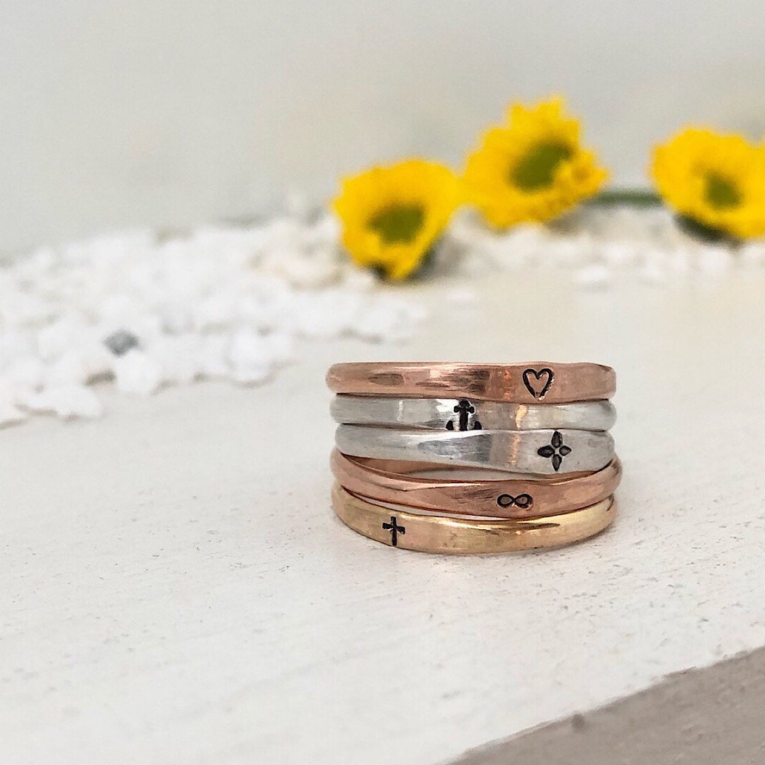 Skinny Symbol Stacking Ring. Personalized Symbol Ring. Stackable Ring ...