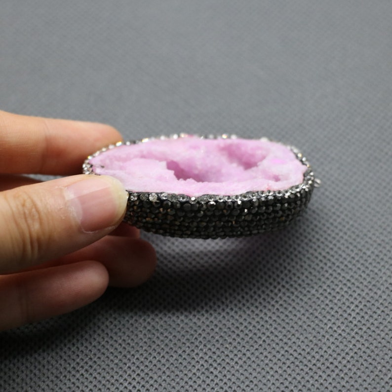 1PCS Druzy Crystal Geode Quartz Gemstone Pendant Connector Druzy Crystal Necklaces Crystal Geode Gem Stone Quartz Pendant Necklace
