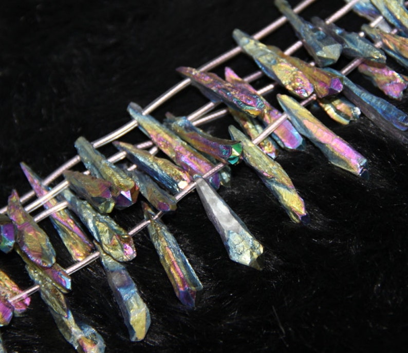 Full Strand Titanium Mystic Crystal Agate Necklaces For Women Waterdropteardrop Crystal Geode Gem Stone Quartz Pendant Necklace