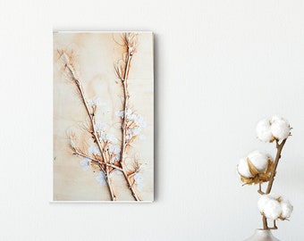 Bloeiende appelboom natuur kunst gips gegoten tegel, botanische kunst aan de muur, unieke kunst aan de muur, plant decor, ontwerper kunst aan de muur, platteland decor